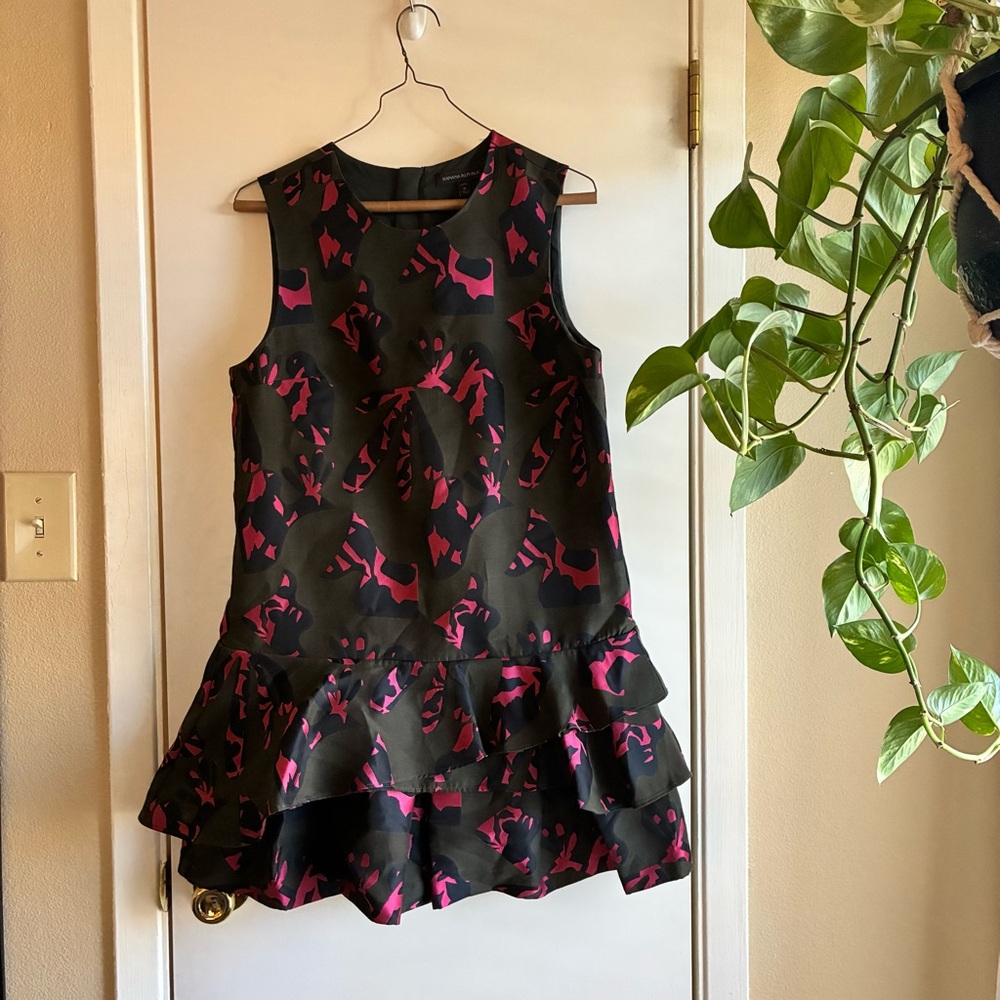 Banana Republic Black and Pink Patterned Dress